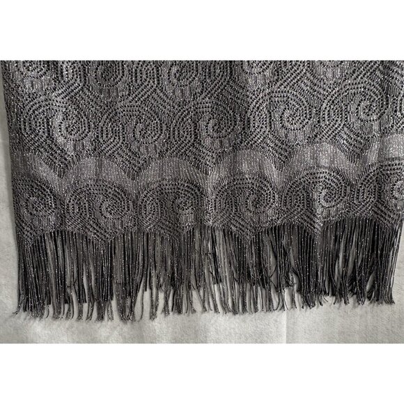 Vtg SL FASHIONS Women Dress 2pc Set Sleeveless Fringe Sz 18 Metallic Silver 12-6 - Picture 8 of 16